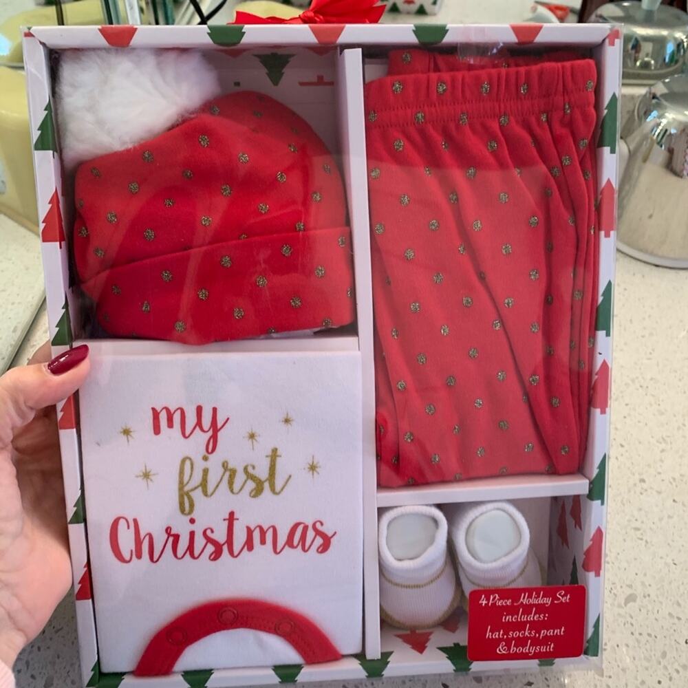 NEW in BOX baby girl “My First Christmas” clothing set